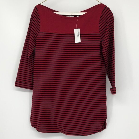 NWT- Reitman's Red & Black Striped 3/4 Sleeve T shirt XS - Picture 15 of 16